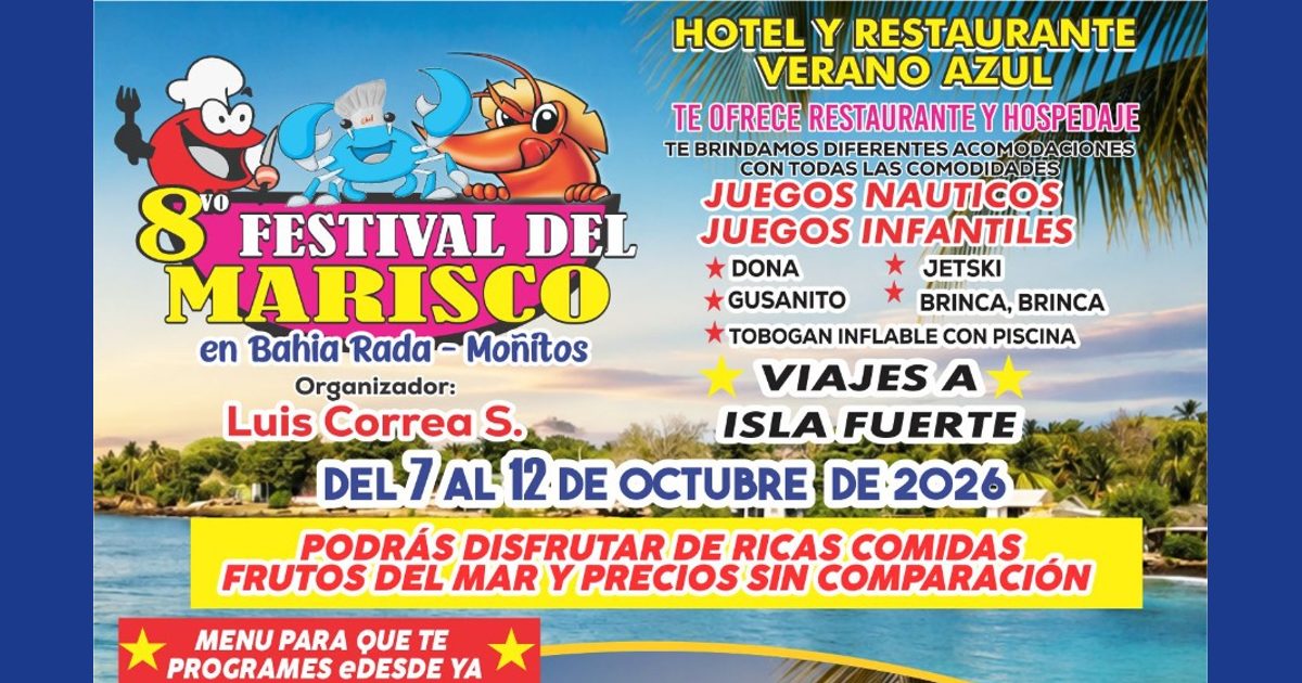 Afiche del 8.º Festival del Marisco en Bahía Rada, del 7 al 12 de octubre de 2026